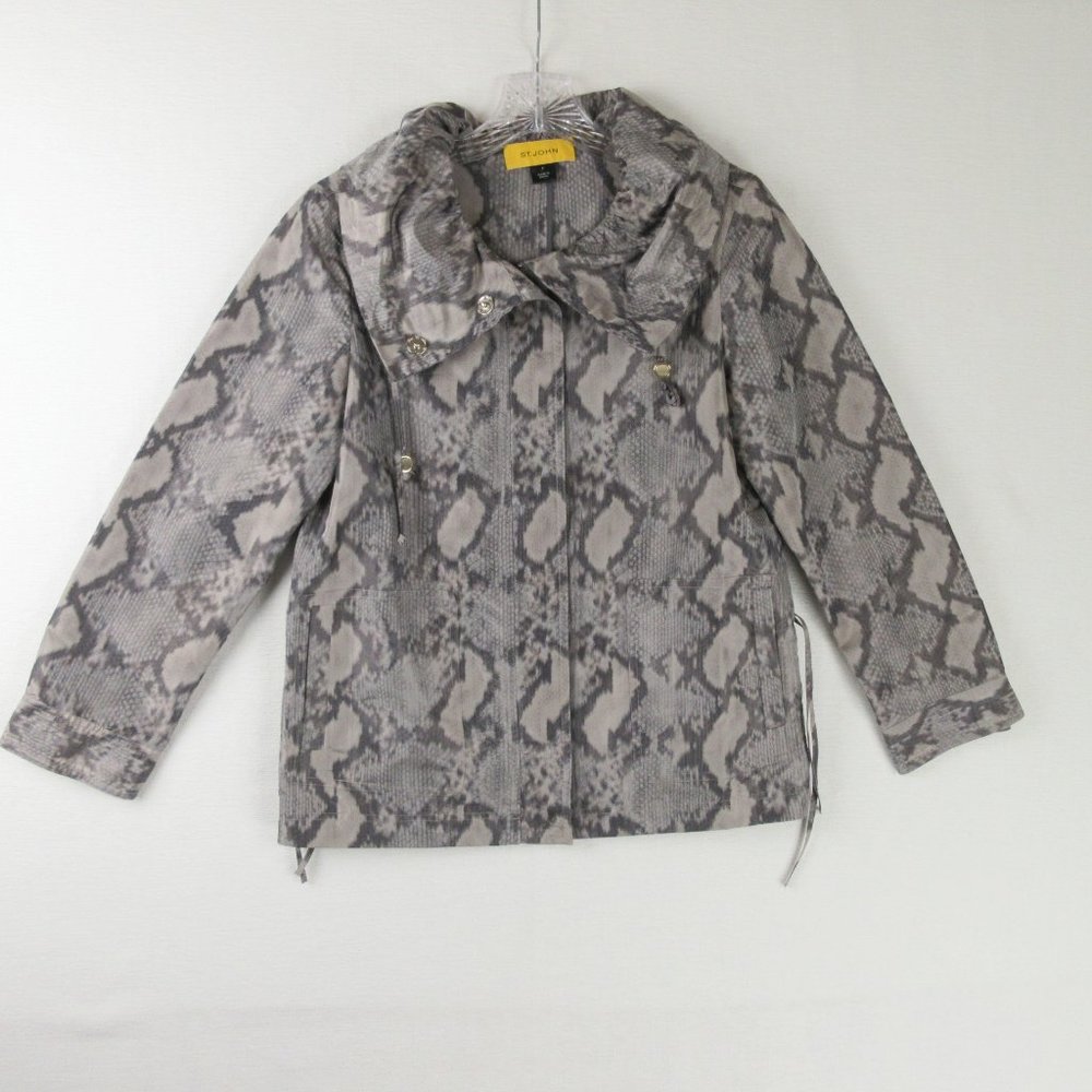 St. John Grey Python Print Jacket Size S Windbrea… - image 1